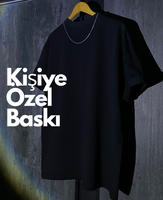 Kişiye Özel Baskılı Siyah Tişört